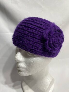purple Hand Knit Ear warmer Headband good condition